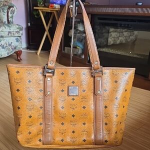 MCM Tan Visetos Tote Bag